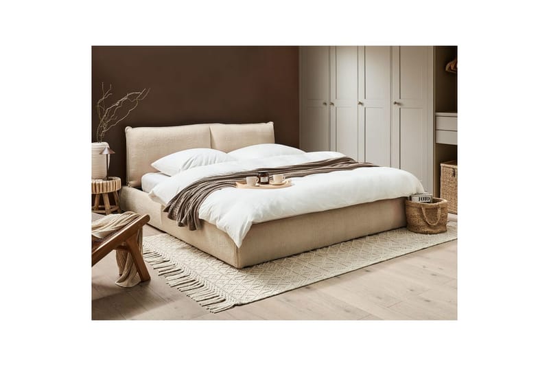Säng med lamellram Vinay - Ljusbeige, 180x200 cm - Möbler - Sovrum - Sängram & sängstomme