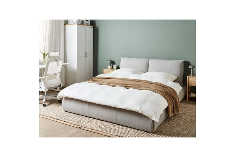 Säng med lamellram Vinay - Ljusgrå, 160x200 cm - Möbler - Sovrum - Sängram & sängstomme