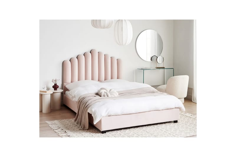 Säng med lamellram Vincennes - Rosa, Svart, 140x200 cm - Möbler - Sovrum - Sängram & sängstomme