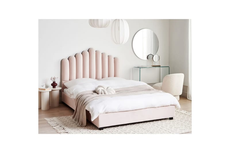 Säng med lamellram Vincennes - Rosa, Svart, 140x200 cm - Möbler - Sovrum - Sängram & sängstomme