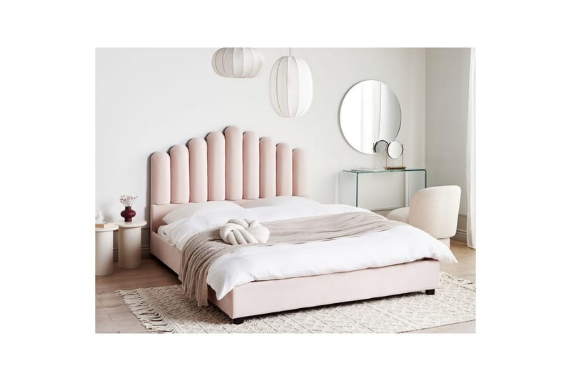 Säng med lamellram Vincennes - Rosa, Svart, 160x200 cm - Möbler - Sovrum - Sängram & sängstomme