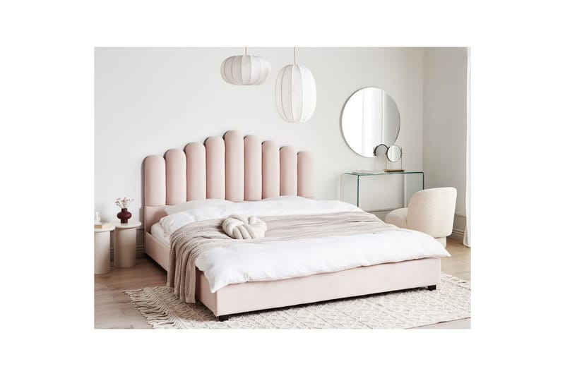 Säng med lamellram Vincennes - Rosa, Svart, 180x200 cm - Möbler - Sovrum - Sängram & sängstomme
