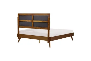 Säng med lamellram Poissy - Mörk trä, beige, 160x200 cm - Möbler - Sovrum - Sängram & sängstomme