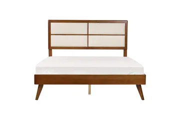 Säng med lamellram Poissy - Mörk trä, beige, 160x200 cm - Möbler - Sovrum - Sängram & sängstomme