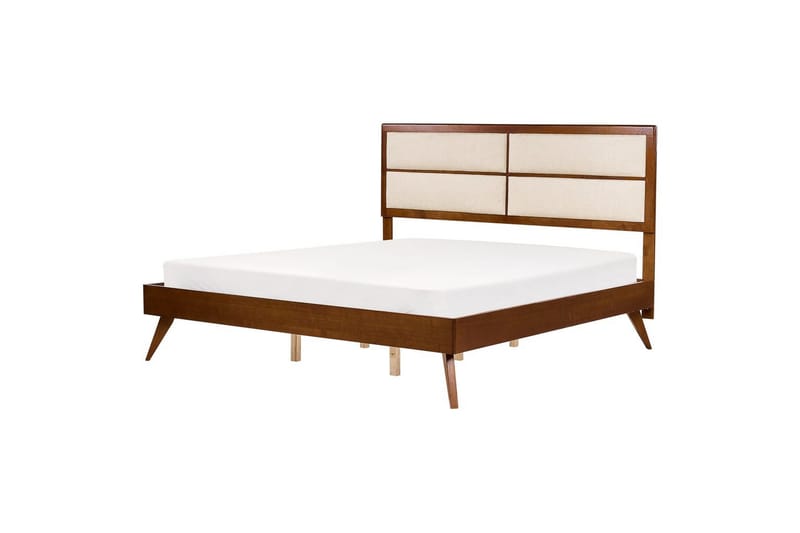 Säng med lamellram Poissy - Mörk trä, beige, 180x200 cm - Möbler - Sovrum - Sängram & sängstomme