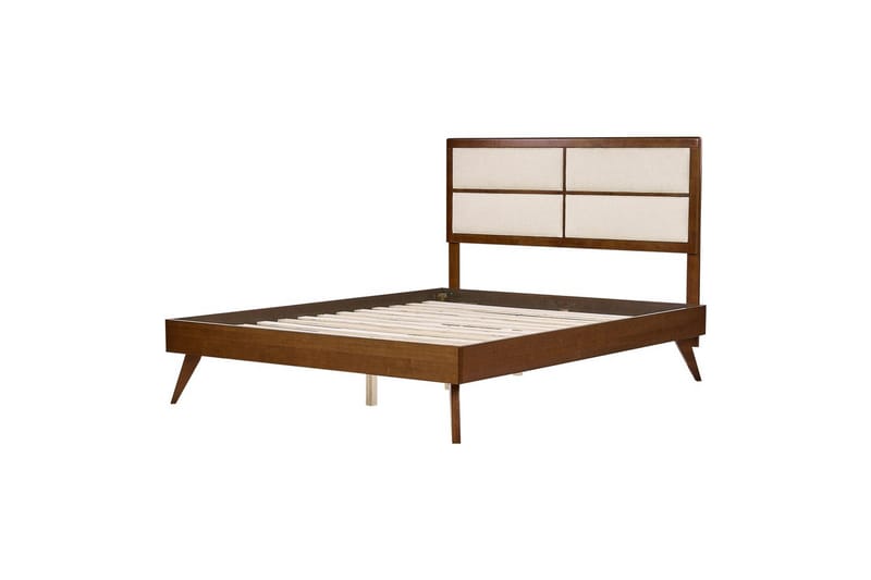 Säng med lamellram Poissy, Mörk trä, beige, 160x200 cm