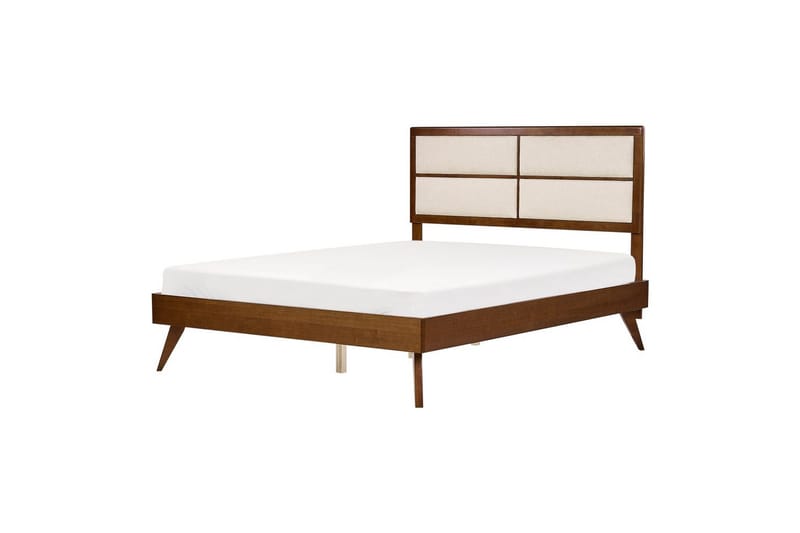 Säng med lamellram Poissy - Mörk trä, beige, 160x200 cm - Möbler - Sovrum - Sängram & sängstomme