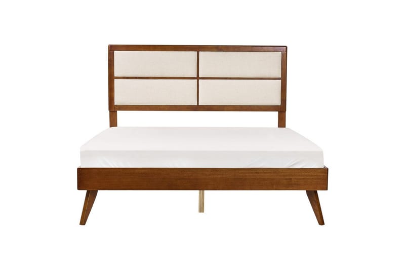 Säng med lamellram Poissy - Mörk trä, beige, 160x200 cm - Möbler - Sovrum - Sängram & sängstomme