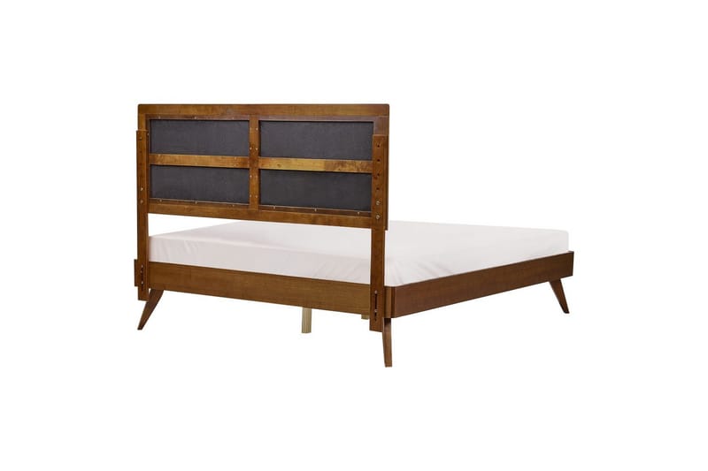 Säng med lamellram Poissy - Mörk trä, beige, 160x200 cm - Möbler - Sovrum - Sängram & sängstomme