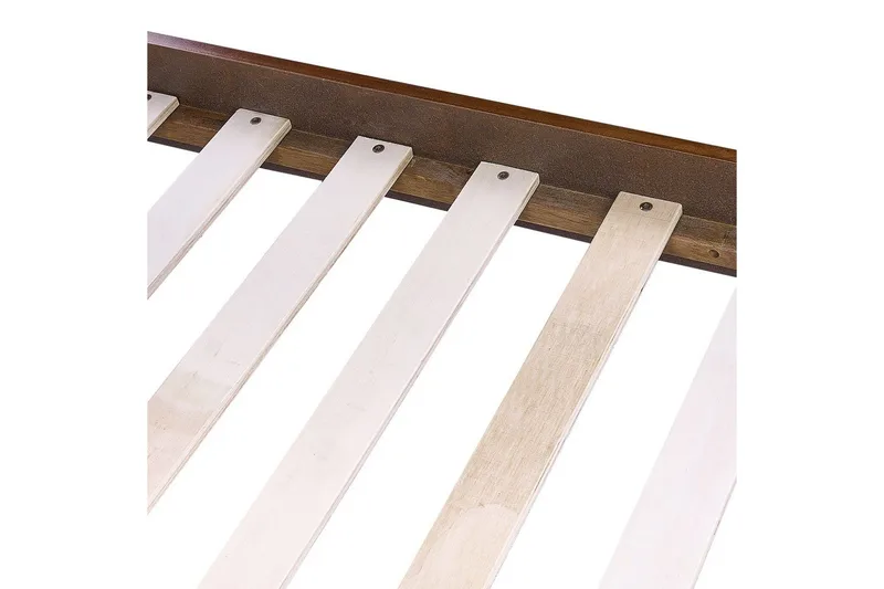Säng med lamellram Poissy - Mörk trä, beige, 160x200 cm - Möbler - Sovrum - Sängram & sängstomme