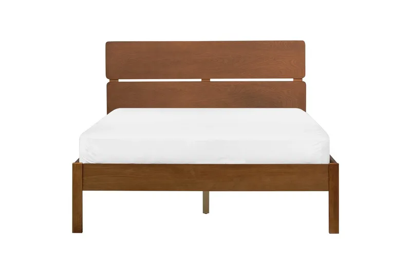 Säng med LED-belysning Boisset - Brun/Gummiträ, 140x200 cm - Möbler - Sovrum - Sängram & sängstomme