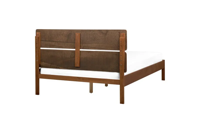 Säng med LED-belysning Boisset - Brun/Gummiträ, 140x200 cm - Möbler - Sovrum - Sängram & sängstomme