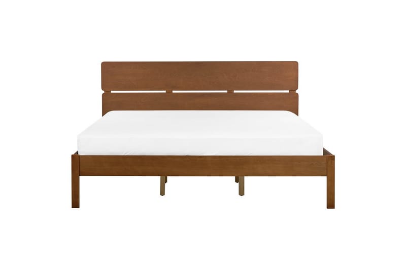 Säng med LED-belysning Boisset - Brun/Gummiträ, 180x200 cm - Möbler - Sovrum - Sängram & sängstomme