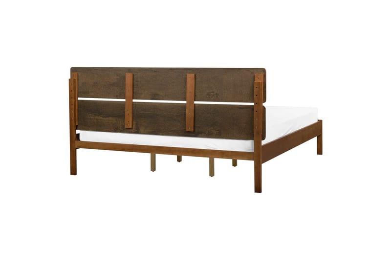 Säng med LED-belysning Boisset - Brun/Gummiträ, 180x200 cm - Möbler - Sovrum - Sängram & sängstomme