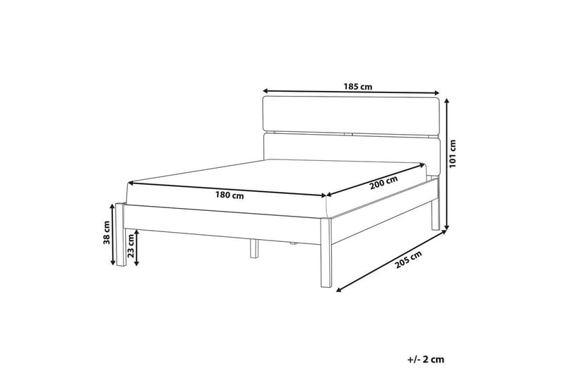 Säng med LED-belysning Boisset - Brun/Gummiträ, 180x200 cm - Möbler - Sovrum - Sängram & sängstomme