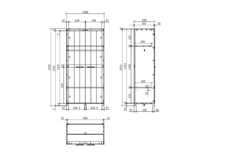 Säng med nattduksbord 2-dörrars garderob Låda Erik - Möbler - Sovrum - Möbelset för sovrum