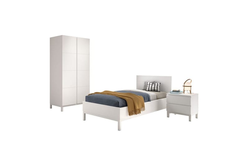 Säng med nattduksbord 2-dörrs garderob Eva