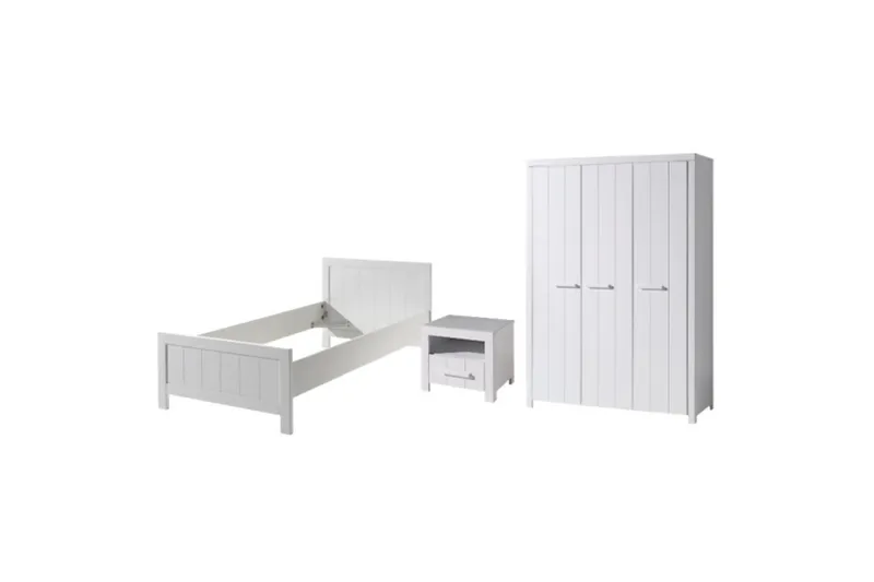 Säng med nattduksbord 3-dörrars garderob Erik