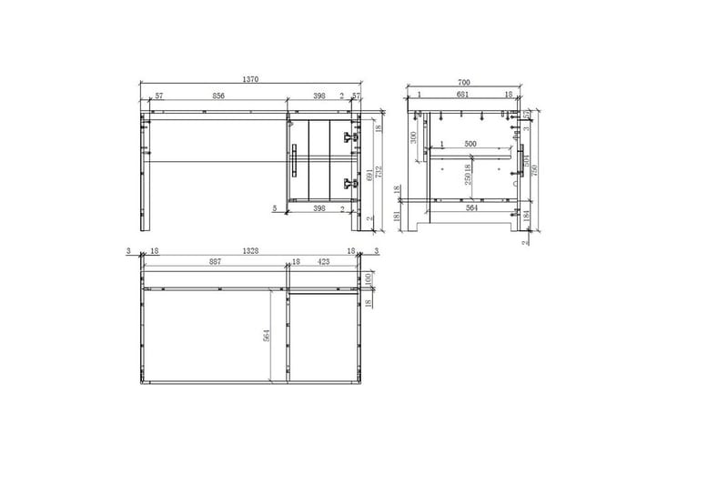 Säng med nattduksbord 3-dörrars garderob Skrivbord Låda Erik - Möbler - Sovrum - Möbelset för sovrum