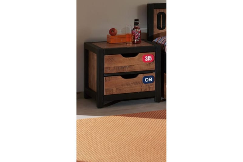 Säng med ribbotten låda nattduksbord 2-dörrars garderob Alex - Möbler - Sovrum - Möbelset för sovrum