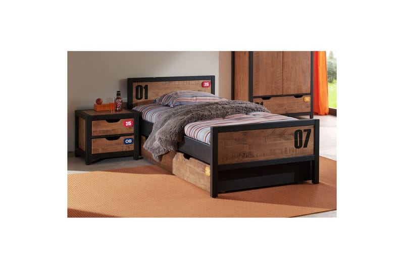 Säng med ribbotten låda nattduksbord Alex - Möbler - Sovrum - Möbelset för sovrum