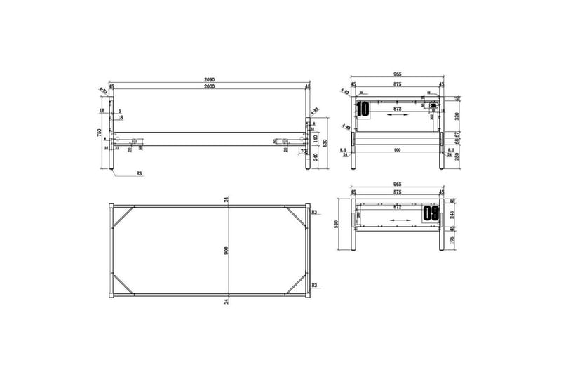 Säng med ribbotten låda nattduksbord Alex - Möbler - Sovrum - Möbelset för sovrum