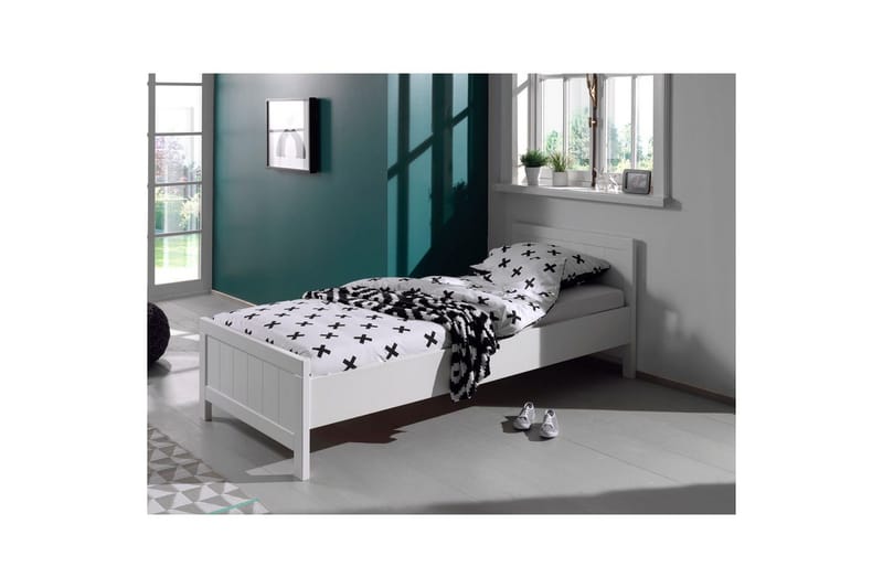 Säng med ribbotten nattduksbord 2-dörrars garderob skrivbord bokhylla Erik - Möbler - Sovrum - Möbelset för sovrum