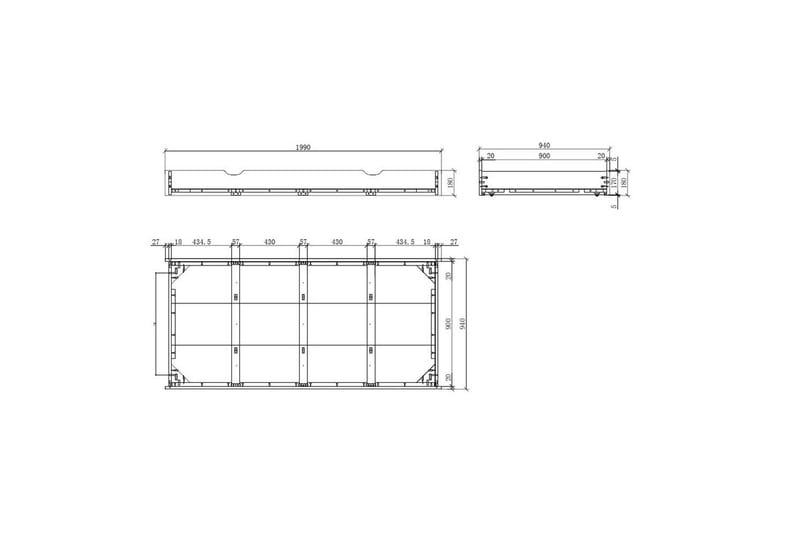 Säng med ribbotten nattduksbord 2-dörrars garderob skrivbord bokhylla låda Erik - Möbler - Sovrum - Möbelset för sovrum