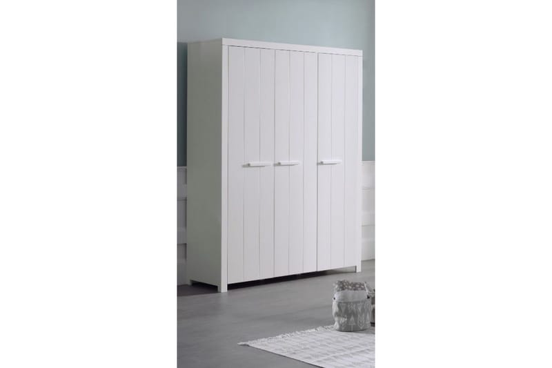 Säng med ribbotten nattduksbord 3-dörrars garderob skrivbord låda Erik - Möbler - Sovrum - Möbelset för sovrum