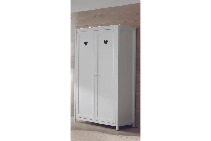 Säng med ribbotten nattduksbord garderob låda Amori Vit 2 dörrar - 2 dörrar - Möbler - Sovrum - Möbelset för sovrum