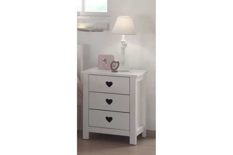 Säng med ribbotten nattduksbord garderob låda Amori Vit 2 dörrar - 2 dörrar - Möbler - Sovrum - Möbelset för sovrum