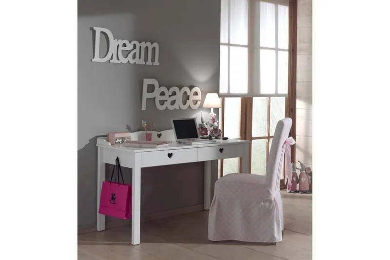 Säng med ribbotten nattduksbord garderob skrivbord Amori Vit 2 dörrar - 2 dörrar - Möbler - Sovrum - Möbelset för sovrum