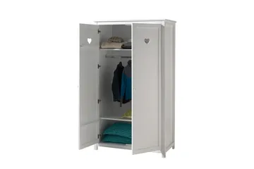 Säng med sängbord, garderob, skrivbord Amori Vit 2 dörrar - 2 dörrar - Möbler - Sovrum - Möbelset för sovrum