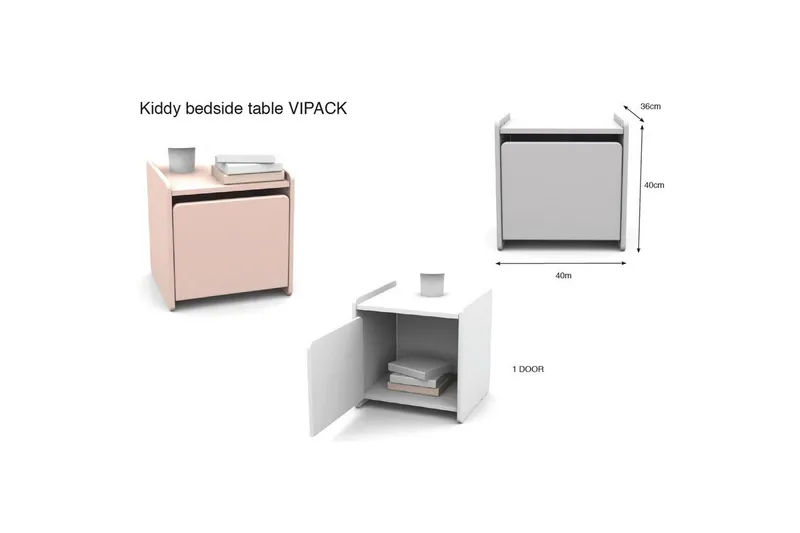 Säng med sängbord Vägg hyllor Kiddy Rosa - Rosa - Möbler - Sovrum - Möbelset för sovrum