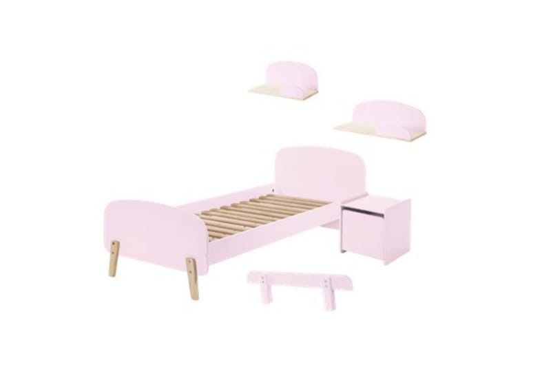 Säng med sängbord Vägg hyllor Skyddsrail Kiddy Rosa - Rosa - Möbler - Sovrum - Möbelset för sovrum