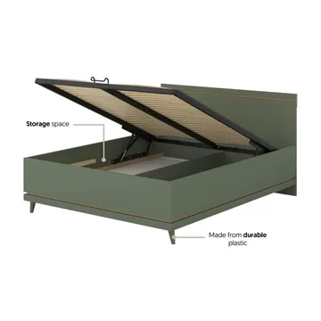 Säng Skandinavisk - 160 cm, Dämpad grön - Oljad ek - Möbler - Sovrum - Sängram & sängstomme