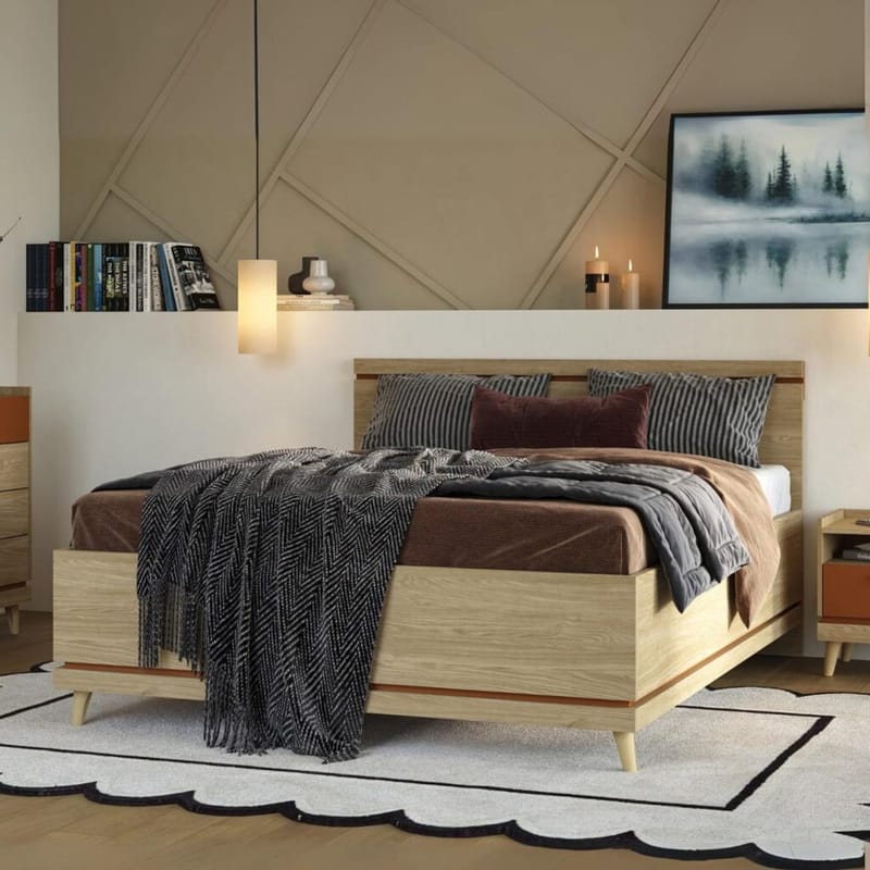 Säng Skandinavisk - 160 cm, Oljerad Ek - Möbler - Sovrum - Sängram & sängstomme