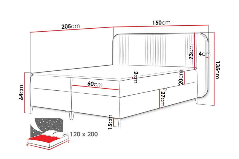 Alani Sängpaket Kontinentalsäng 120x200 cm - Blå - Möbler - Sovrum - Sängar - Komplett Sängpaket