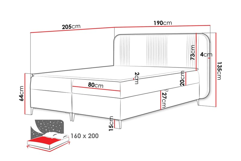 Alani Sängpaket Kontinentalsäng 160x200 cm - Rosa - Möbler - Sovrum - Sängar - Komplett Sängpaket