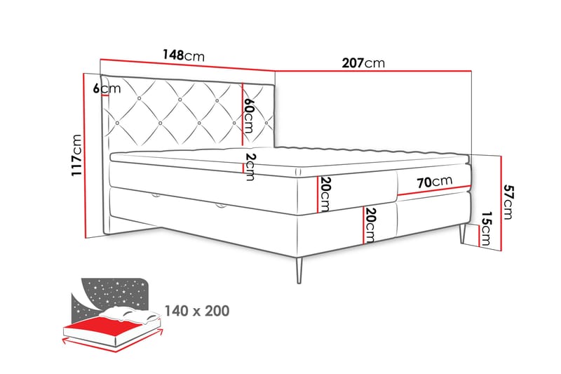 Alasia Sängpaket Kontinentalsäng 140x200 cm - Brun - Möbler - Sovrum - Sängar - Komplett Sängpaket