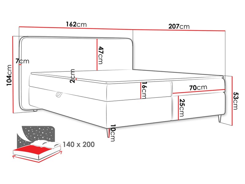Allgunnen Sängpaket Kontinentalsäng 140x200 cm - Vit - Möbler - Sovrum - Sängar - Komplett Sängpaket