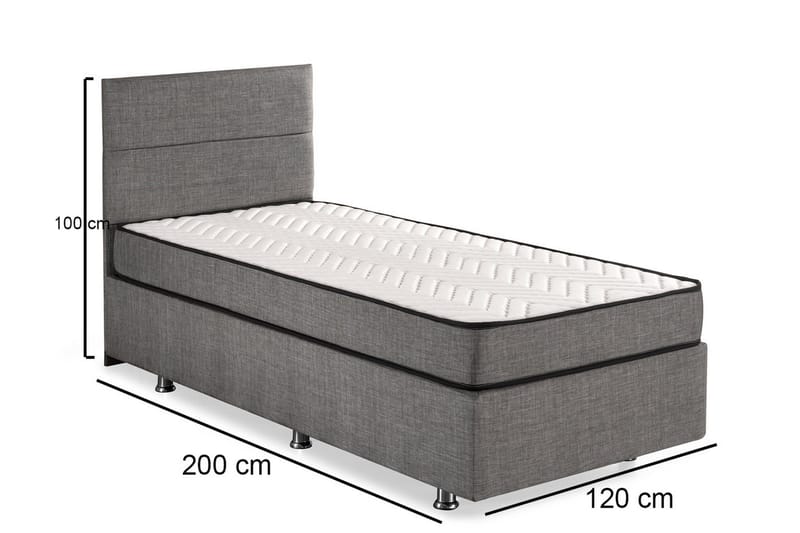 Argentu Kontinentalsäng 120x200 cm - Grå - Möbler - Sovrum - Sängar - Komplett Sängpaket