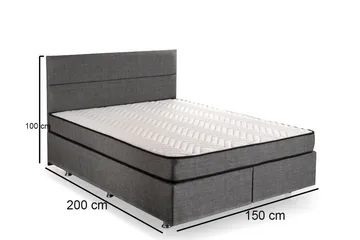 Argentu Kontinentalsäng 150x200 cm - Grå - Möbler - Sovrum - Sängar - Komplett Sängpaket