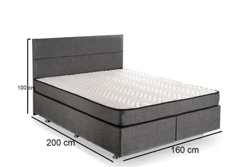 Argentu Kontinentalsäng 160x200 cm - Grå - Möbler - Sovrum - Sängar - Komplett Sängpaket