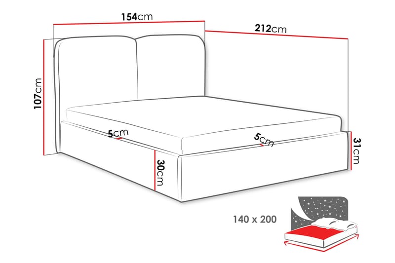 Arondel Förvaringssäng - Rosa - Möbler - Sovrum - Sängar - Sängar med förvaring