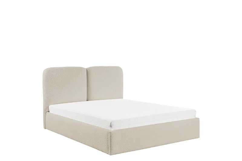 Arondel Komplett Sängpaket i Bouclé med Förvaring och Sänggavel + Bäddmadrass - Beige - Möbler - Sovrum - Sängar - Sängar med förvaring