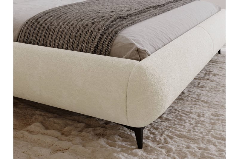 Arondel Sängram 200x200 cm i Bouclé med Förvaring och Sänggavel - Vit - Möbler - Sovrum - Sängar - Sängar med förvaring