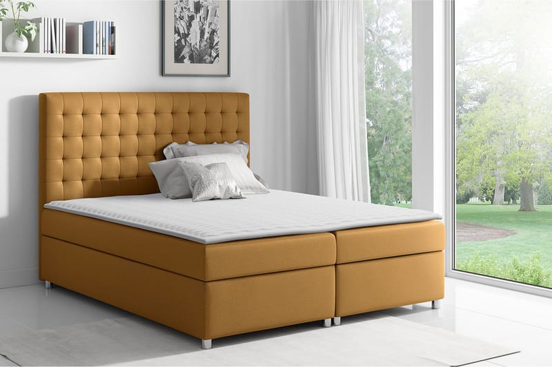 Asti Sängpaket Kontinentalsäng 160x200 cm - Gul - Möbler - Sovrum - Sängar - Komplett Sängpaket