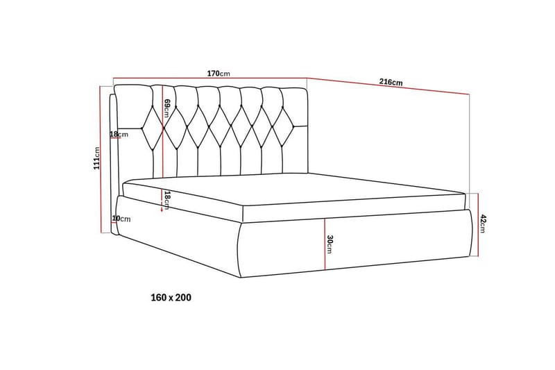 Bedford Sängpaket med Förvaring 160x200 cm - Mörkgrå - Möbler - Sovrum - Sängar - Komplett Sängpaket