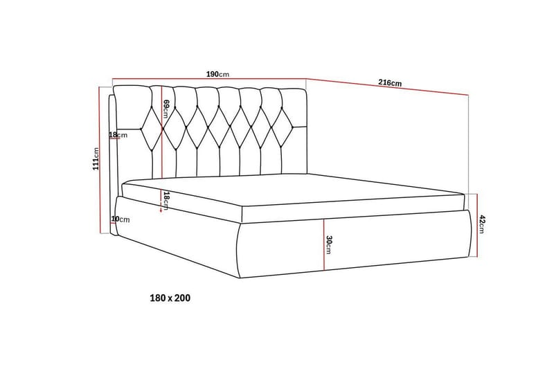 Bedford Sängpaket med Förvaring 180x200 cm - Grå - Möbler - Sovrum - Sängar - Komplett Sängpaket